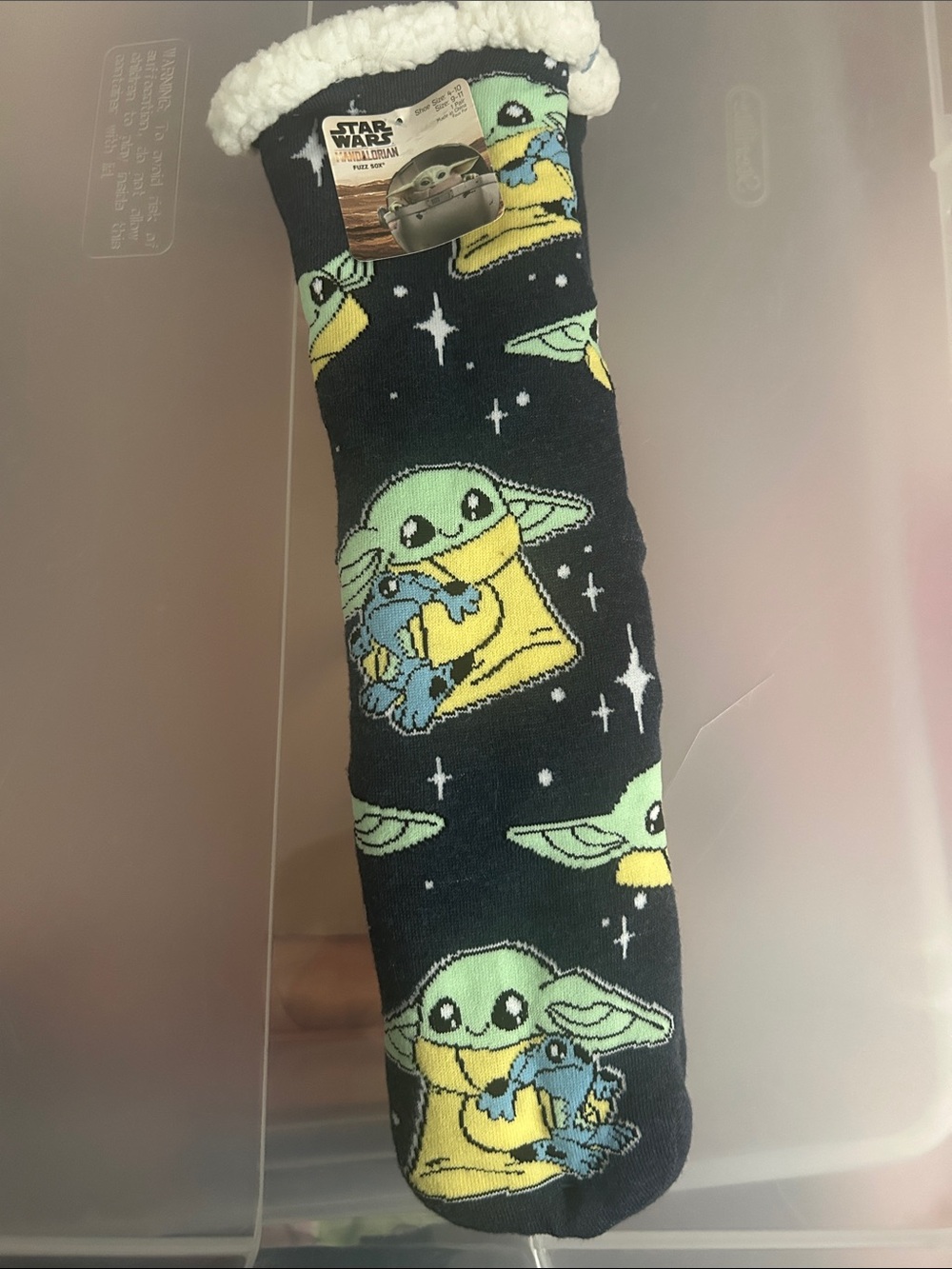Star Wars Grogu Plush-Lined Socks - Black, Green & Yellow